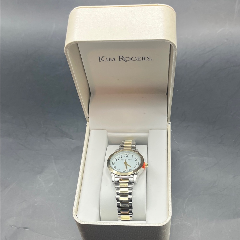 NIB Kim Rogers Two-Tone Silver and Gold Women's Bracelet Watch